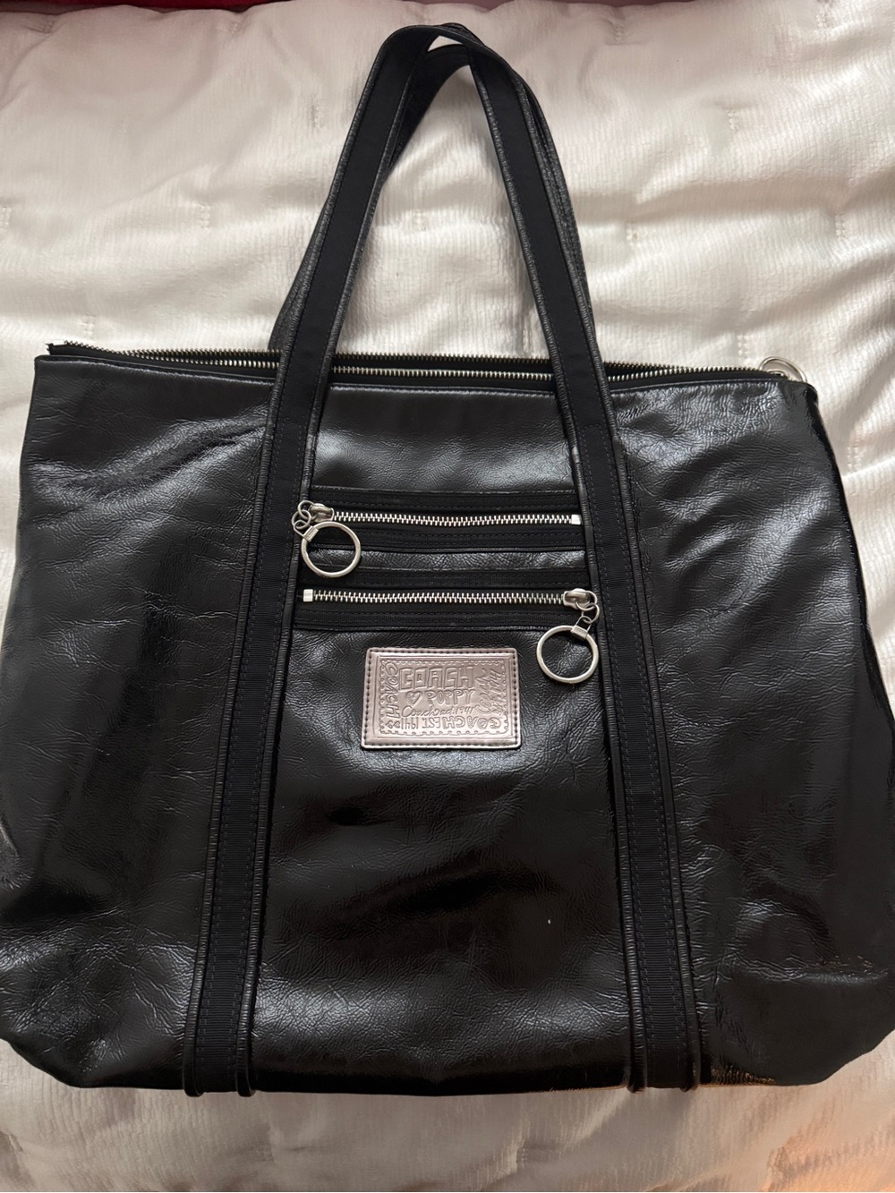 Coach Black Poppy Tote Bag